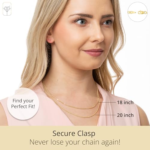 MAX + STONE 10K Gold Chains for Women & Men | 18 or 20 Inch Hypoallergenic Solid Gold Chains in Various Styles3