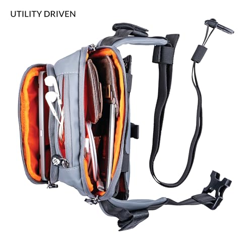 Image of MONKEY TROOPERS Spee Bikers Crossbody Bag for Men & Women, Grey | Lightweight, Water Resistant, Mounts on Bike Tank, Handle, Touch-Sensitive Mobile Pocket, Key Hook, Quick Pockets Waist Bag