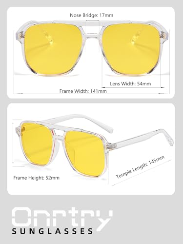 Image of Onrtry Retro Aviator Sunglasses Women Men 70s Vintage Square Frame Sun Glasses UV400 Shades