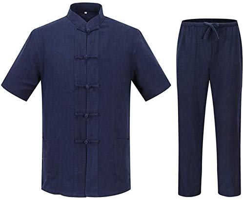 Tai Chi Vêtements Femmes , Hommes Tai Chi Tangzhuang Hommes Veste À Manches Courtes Costumes Arts Martiaux Coton Lin Convient pour Hommes Adulte Respirant Tops Tang Costume Exercice du Matin Cover