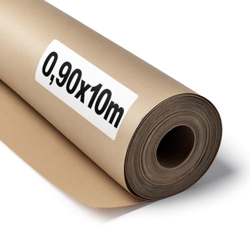 OFITURIA Naturbraunes Kraftpapier 70 g/m² – Rolle 0,90×10 m – 1 Rolle – Recyclingpapier für Verpackungen, Basteln und Dekoration – Reißfest – Geeignet für Acryl- und Ölfarben