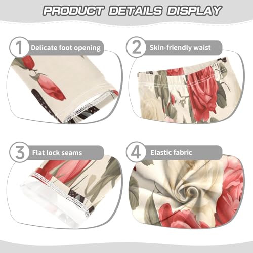 Toddler Girls Leggings Printed Yoga Pants Leggings Butterfly White Rose for Kids3