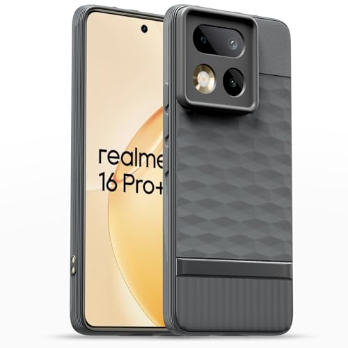 Image of Pikkme Back Cover for Realme 16 Pro Plus 5G Camera Protection 3D Hexa Cube Design Silicone Protective Bumper Case (Grey)