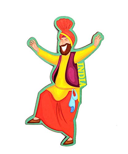 Skywalker Trampolines India Souvenir Wooden Bhangra Fridge Magnet, Small, Multicolour