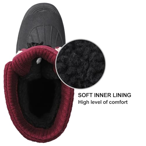 Knixmax Outdoor Winterstiefel Damen Warm Gefütterte Schneestiefel Winterschuhe mit wasserdichtem Obermaterial und rutschfesten Sohlen Geeignet für die Schneesaison im Winter Wein EU37
