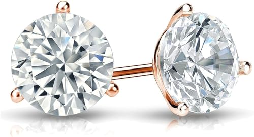 The Diamond Deal IGI Certified .50ct to 5.00 Carat Round Brilliant Lab-Grown Diamond 3-Prong Stud Earrings in 14k Yellow, White or Rose Gold With Push Back Closure3