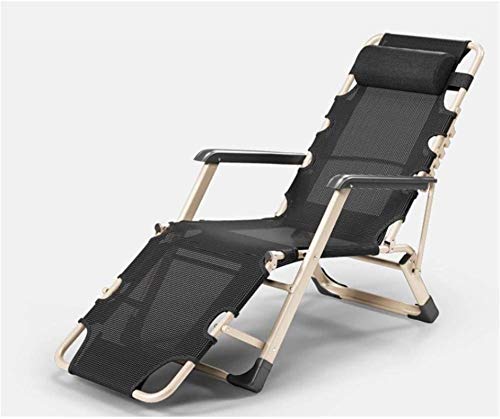 Xzgden Lightweight Garden Loungers And Recliners Folding Sun Bed With Breathable Synthetic Fabric, Backrest 4 Position Adjustment Lounger Chair (Color : Black, Size : Without Cushion) #TOP26