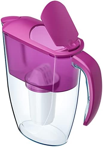 AQUAPHOR Smile Fridge Water Filter Jug, Includes 1x A5 Filter Cartridge to Reduce Limescale, Chlorine & Heavy Metals, Plastic, Volume 2.9 L, Cyclamen Pink