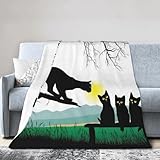Jendfert Mother Cat On Tree Branch and Baby Kitten Flannel Throw Blanket - Lightweight Double-Sided Print for Home, Travel & Car, Machine Washable40 X30