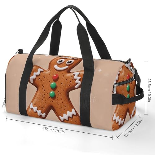 Gym Bag for Men Women Travel Duffle Bag Gingerbread Man Snowflake Carry On Weekender Bag with Shoe Compartment2