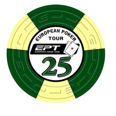 Ceramic EPT European Poker Tour Replica of Season 1, Value 25, Blister Pack of 25 Chips, Weight 10 g, Green