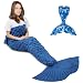 AmyHomie Mermaid Tail Blanket, Mermaid Blanket Adult Mermaid Tail Blanket, Crotchet Kids Mermaid Tail Blanket for Girls (ScaleBlue, Adults)