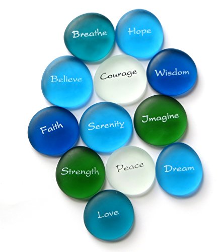 Lifeforce Glass SET 91 The Mermaid'S Message, Frosted Inspirational Sea Glass Stones thumb #8