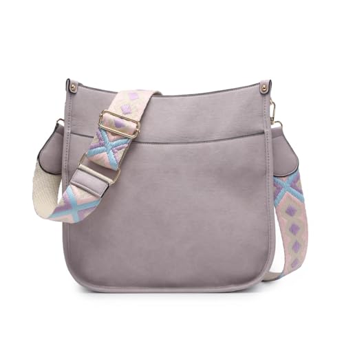 Image of JEN & CO. Crossbody Bags for Women Trendy Vegan Leather Hobo Purses Shoulder Handbags with Wide Adjustable Guitar Strap