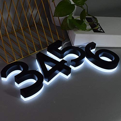 Backlit Led House Numbers 8, House Numbers For Outside Floating Address Numbers Stainless Steel Lighted Up Modern House Numbers Waterproof Corrosion Resistant For Outside, Yard, Street(5 Inch Black) #TOP2