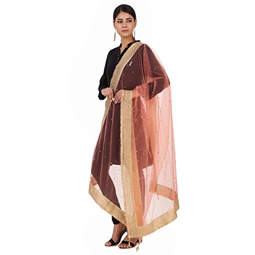 Image of Traditions Bazaar Women's Net Zari Border Dupatta