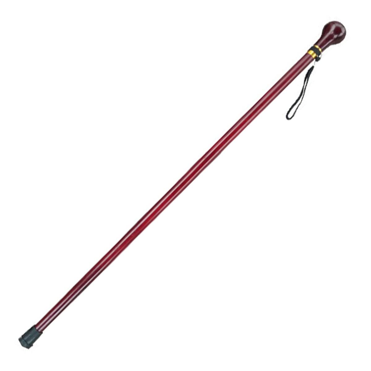 Bastón de madera maciza con mango redondo y punta de goma para hombres y mujeres, 80 cm, rojo para padres y madres