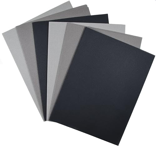 Image of KCS 6 pc of 12 inch x 18 inch(30cmx45cm) 14CT Counted Cotton Aida Cloth Cross Stitch Fabric (Medium Grey+Dark Grey+Black)