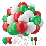 Green Red and White Balloons Latex Matte Colorful Balloons Italian Mexican Balloon Garland Arch Kit Decorations for Birthday Graduation Mothers Day Bachelorette Party Wedding 60 Pcs 12