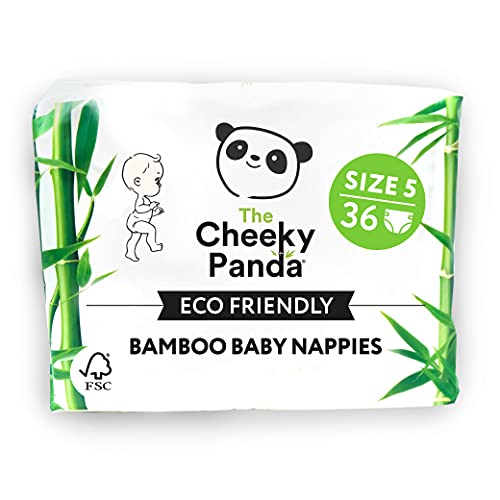 The Cheeky Panda – Pañales forrados de bambú | Tamaño 5 (12-16 kg, 36 pañales) | Núcleo súper absorbente, protección de hasta 12 horas, respetuoso del medio ambiente, súper suave, fuerte y sostenible