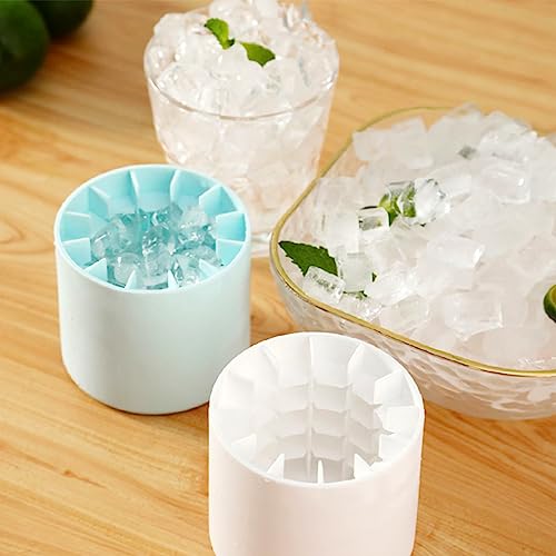 Foto von EiswüRfelform Silikon,EiswüRfelschale Eiseimer TAIZER 2PCS EiswüRfelbehäLter Eiswürfelformen Ice Cube Mold EiswüRfelform Eisbereiter Cup Eiswürfelbereiter Becher (blau)