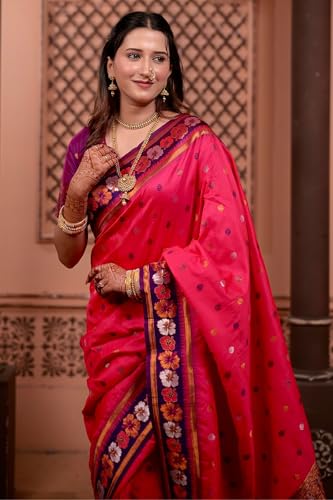 Image of SGF11 Women's Kanjivaram Pure Soft Silk Saree With Unstitched Blouse Piece