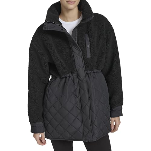 Andrew Marc Women's Mixed Media Tunic Length Faux Sherpa Jacket2