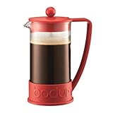 Bodum 10938294 Brasilien French Press Kaffeebereiter Kaffeemaschine Press Filter Action Filter System Schrauben Out 1 Liter Kapazität Cup Kapazität: 8 Spülmaschinenfest – Rot