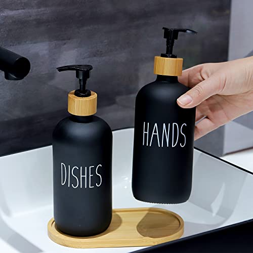 Glass Kitchen Soap Dispenser Set including Tray by Brighter Barns, Hand and Dish Soap Dispenser for Kitchen Sink - Image 4