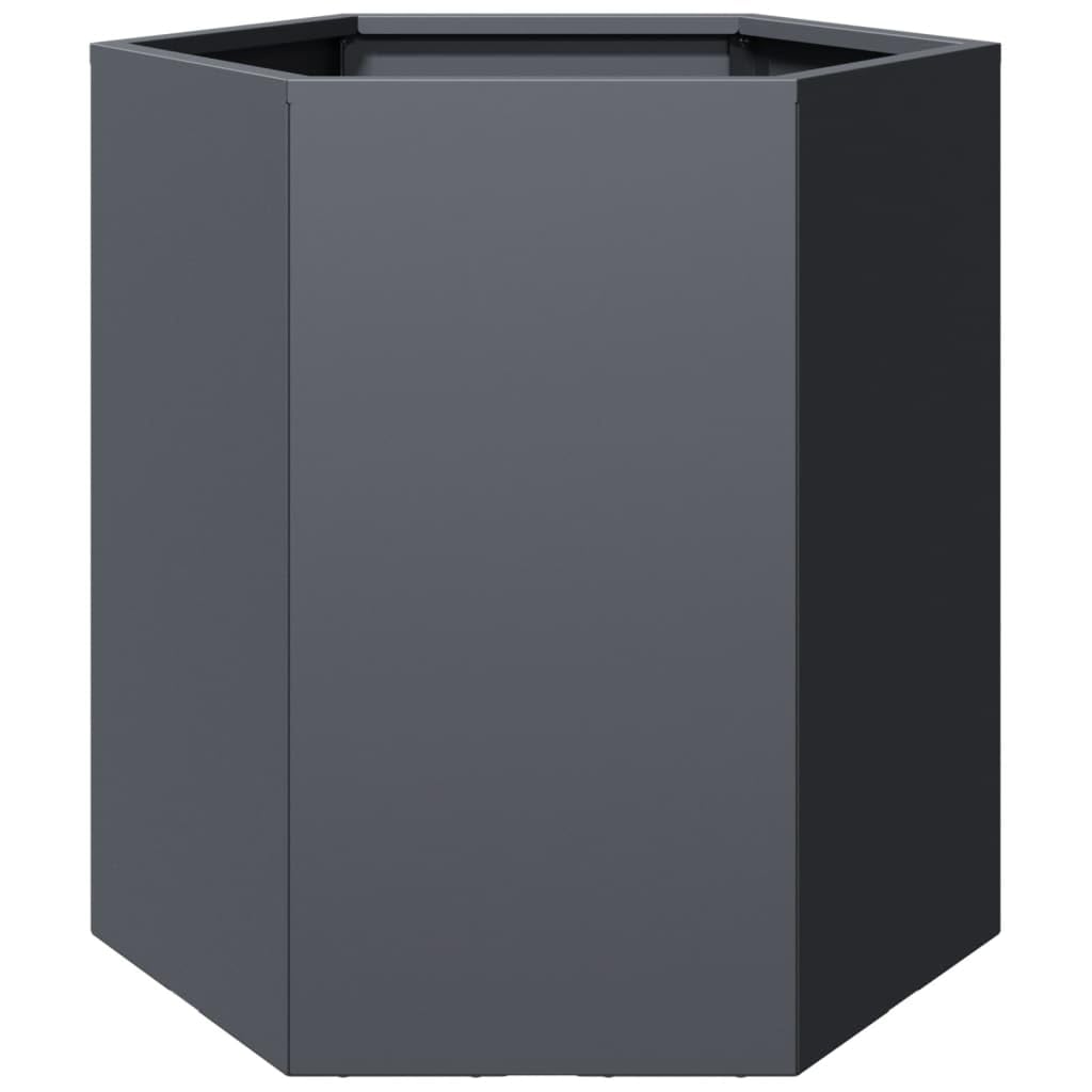 vidaXL Garden Planter, Plant Pot for Patio Balcony Terrace, Flower Pot for Flower Herb Plant, Outdoor Planter Box, Anthracite Hexagon Steel