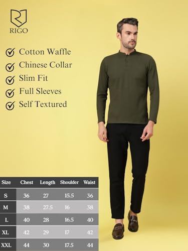 Image of Rigo Printed Casual T-Shirts for Men | Waffle Knit Solid T-Shirt for Men | Full Sleeves T-Shirts for Men
