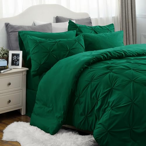 image for Bedsure California King Comforter Set Dark Green - Bed in a Bag Califo