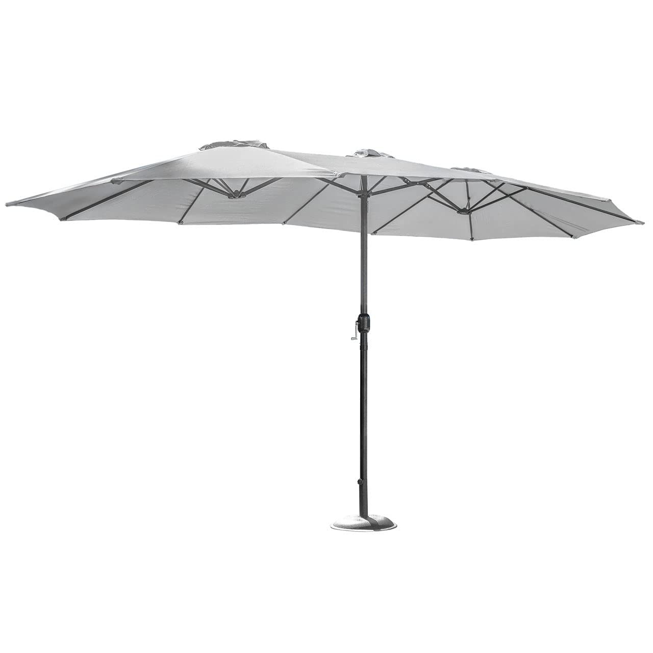 Harrier 4.6m Double-Sided Garden Parasols with Optional Cover & Base Weights - UV Protection & Easy Setup (Grey, 4. Parasol + Cover + Base Frame (No Weights))