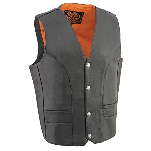 Milwaukee Leather Men's ML1368 Classic Leather Vest w/Buffalo Nickel Snaps (56)