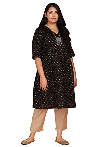Image of Lastinch Women's Handloom Cotton Black Kurta