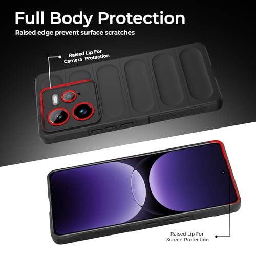 Image of A rtistque Back Cover Case for Realme GT 7 Pro 5G | with Inner Fabric | Stylish AirBag Case | Liquid Stripe Silicone | Camera Protection | Anti Slip Grip | Back Cover - Black