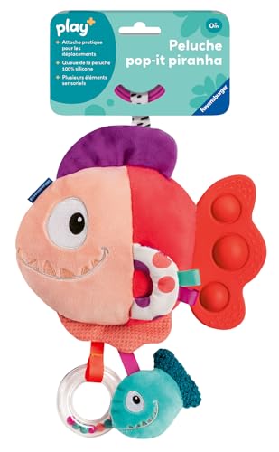 Ravensburger Play+ - Peluche Pop-it Piranha Rouge - Pop it Bébé Dès La Naissance - Peluche d'Activité Sensorielle - 34015