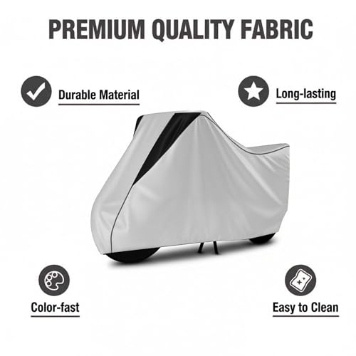 Image of Motorcycle Bike Body Cover for Outdoor Use - Heavy Fabric Water Resistant Two Wheeler Cover with UV, Dust & Rain Protection Compatible for Classic 350