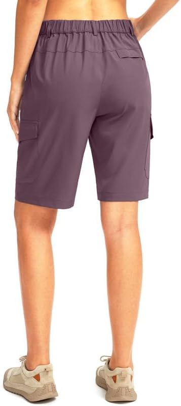 Miniatura 3 de Pantalones cortos largos de golf de 10 pulgadas para mujer, con 5 bolsillos, longitud a la rodilla, ligeros, de secado rápido, para mujer