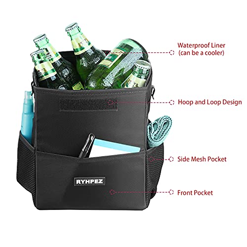 Ryhpez Car Trash Can with Lid - Car Trash Bag Hanging with Storage Pockets Collapsible and Portable Car Garbage Bin - Image 6