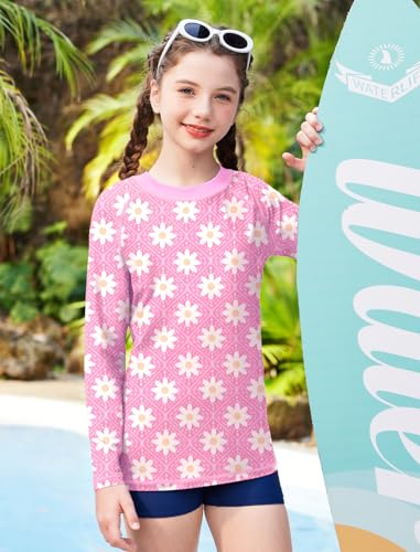 Image of BesserBay Girls Rash Guard UPF 50+ Raglan Sleeve Quick Dry Swim Shirt 4-12 Years
