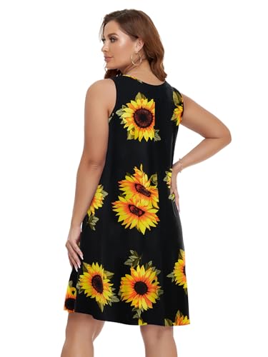 Image of BELAROI Women Casual Summer Beach Dresses Plus Size Sundress V Neck Pockets Swing Tank Dress Cover Ups