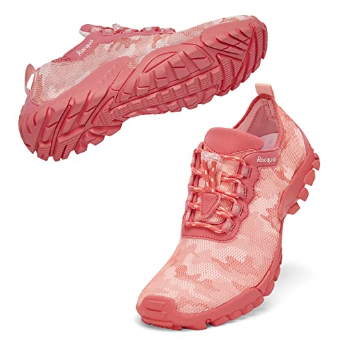 Racqua Womens Mens Hiking Water Shoes Swim Pool Beach Aqua Shoes Outdoor Athletic Climbing Walking Shoes Quick Dry Breathable Sport Shoes Pink 5.5 W/4.5 M #TOP1