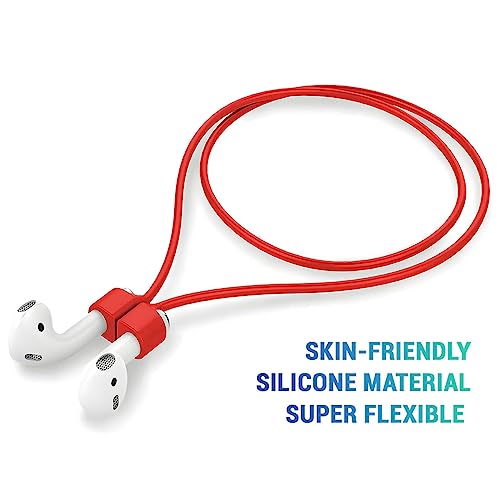 Image of LIRAMARK Magnetic Anti-Lost Strap Silicone Rope Wire Cable Connector String for AirPods Pro /Aipods Pro 2 / Airpods 1,2&3 / Earbuds (Red)