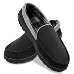 shoeslocker Mens Slippers Microsuede Moccasin Memory Foam House Shoes