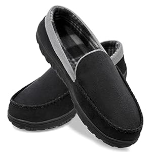 shoeslocker Mens Slippers Microsuede Moccasin Memory Foam House Shoes