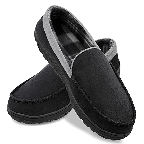 shoeslocker Mens Slippers Microsuede Moccasin Memory Foam House Shoes