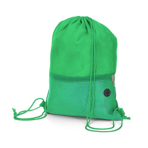 Mochila Saco Esportiva em Poliéster 210D, Multicolorida, com Bolso Frontal com Zíper, 43x32cm, 5 Cores (1, Verde)