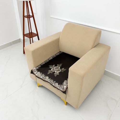 Image of Homerz Premium 'Luxe Series' Sofa Cover | Holland Velvet Fabric | Smooth Finish | Anti-Slip Fleece Backing Couch Protector (Royal, 1 Seater, Only Seat Cover)