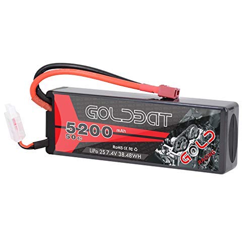 GOLDBAT 2S 7.4V 5200mAh 50C RC LiPo Battery Hard Case Pack with Deans Plug for RC Evader BX Car Losi Slash Buggy Team Associated Truck Truggy